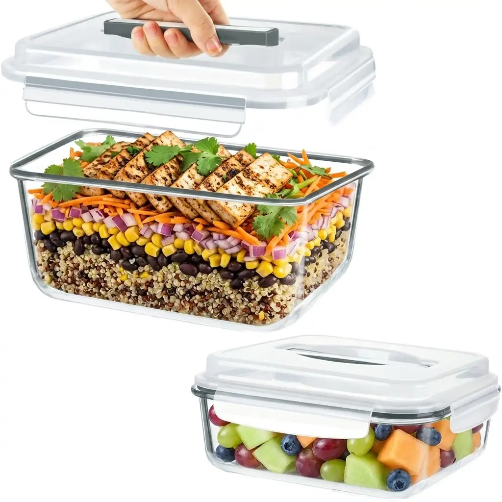 KOMUEE Extra Large 220oz and 76oz Glass Food Storage Containers Set
