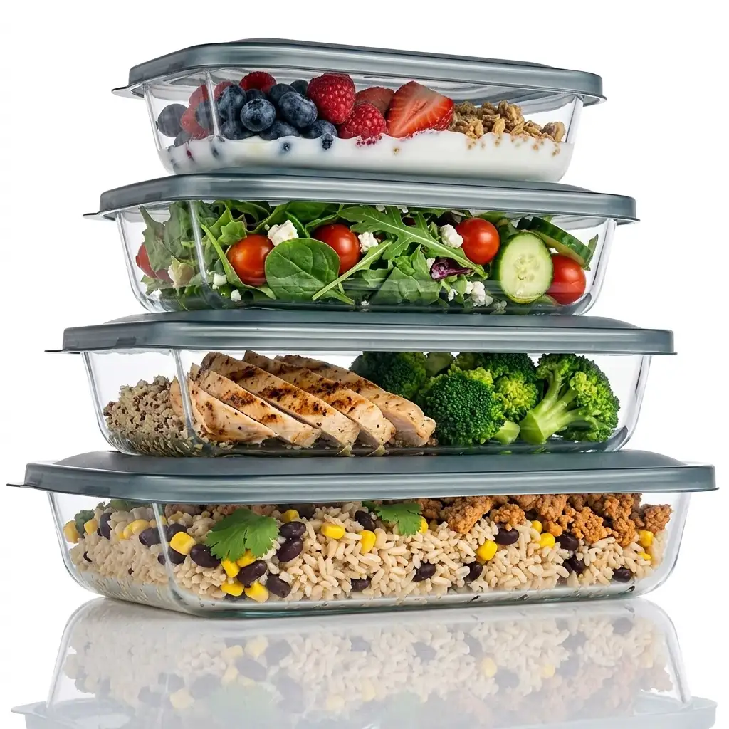 KOMUEE 8-Piece Glass Baking Dish Set with lids — rectangular bakeware